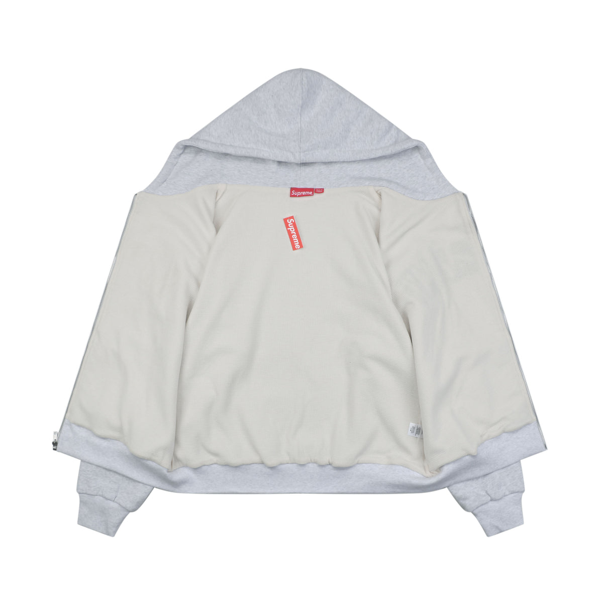 Supreme SS25 Arch Logo Appliqué Zip Hoodie - Light Grey