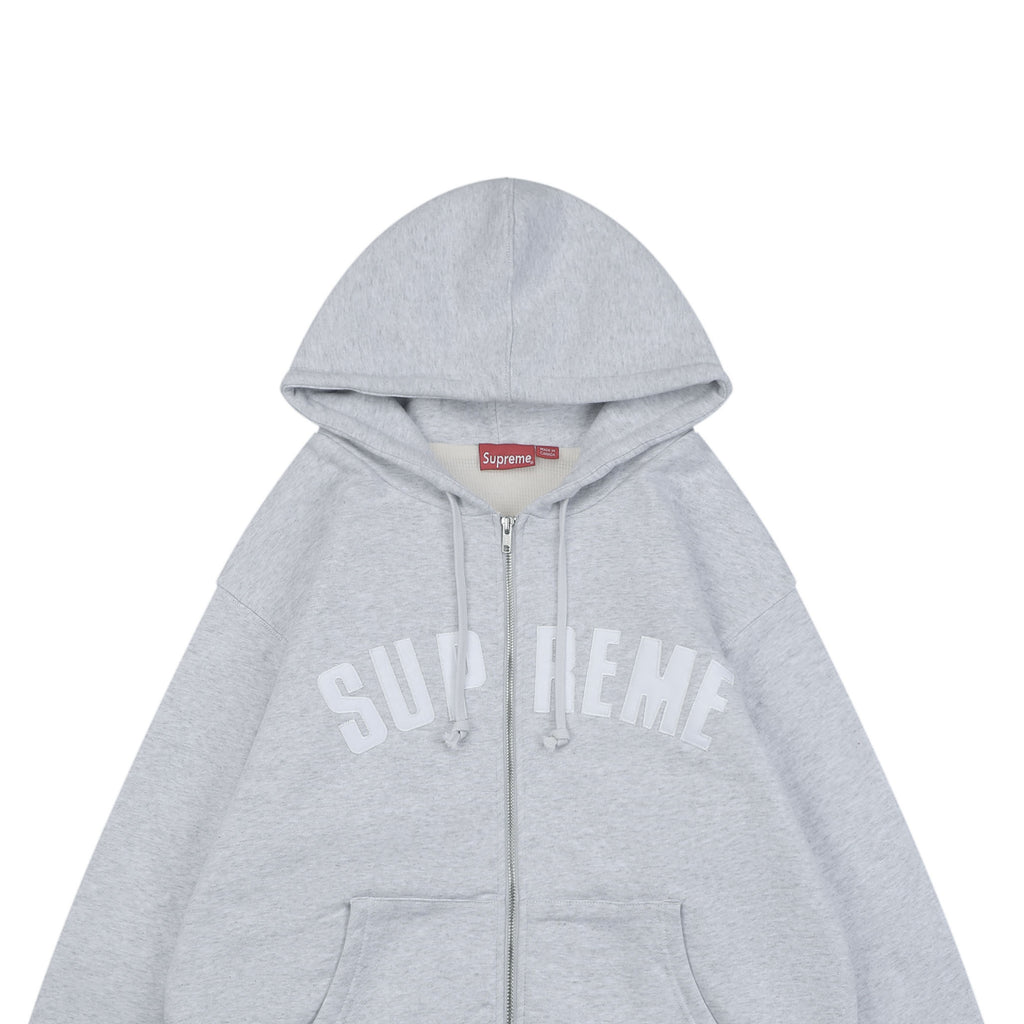 Supreme SS25 Arch Logo Appliqué Zip Hoodie - Light Grey