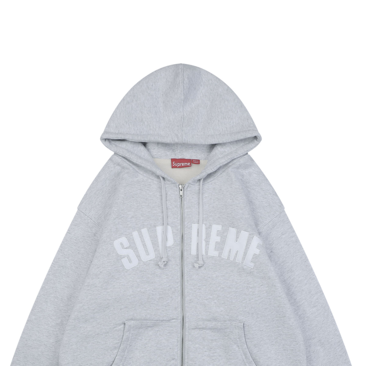 Supreme SS25 Arch Logo Appliqué Zip Hoodie - Light Grey
