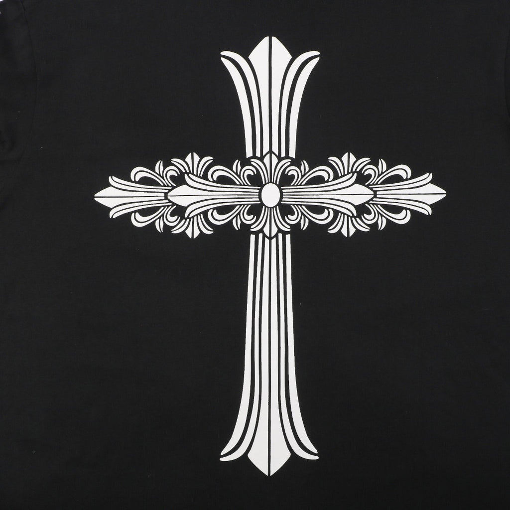 Chrome Hearts Oversized Floral Cross Graphic Long-Sleeve T-Shirt - Black