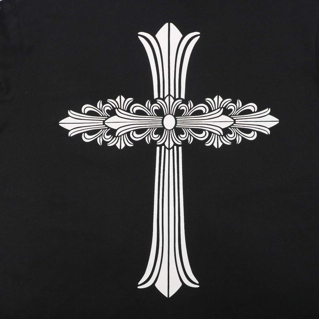 Chrome Hearts Oversized Floral Cross Graphic Long-Sleeve T-Shirt - Black