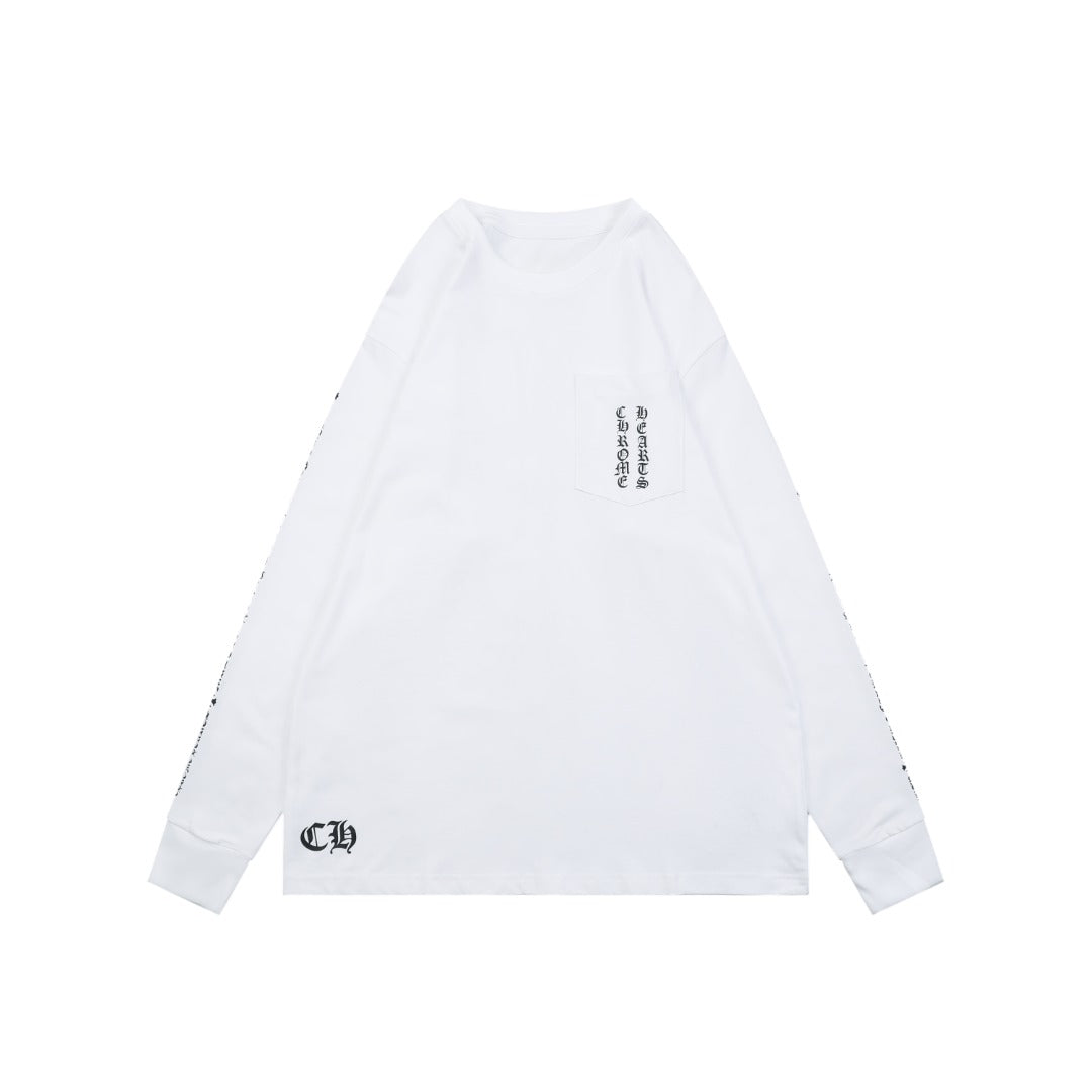 Chrome Hearts Oversized Floral Cross Graphic Long-Sleeve T-Shirt - White