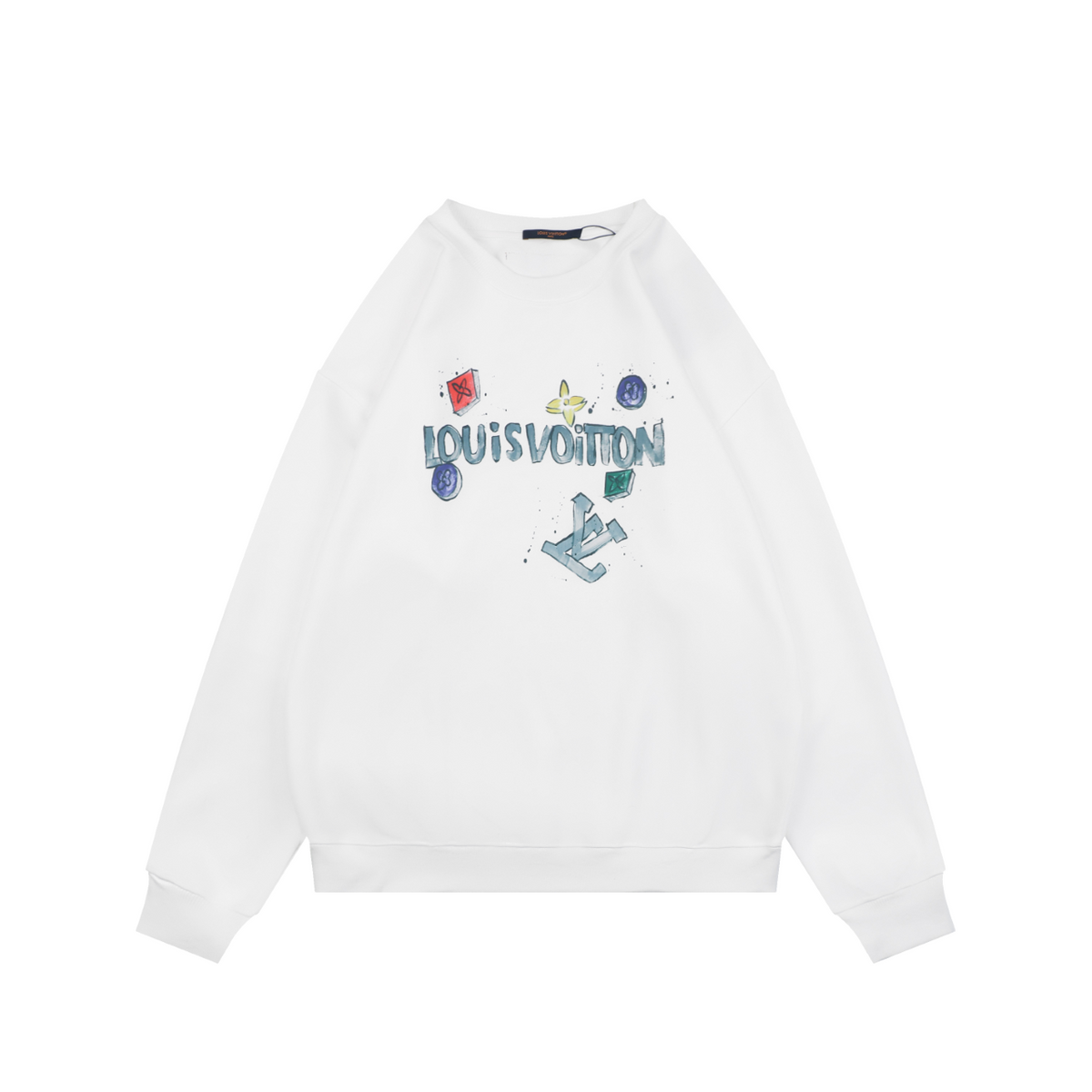 Louis Vuitton Watercolour Sketch Monogram Graphic Crewneck Sweatshirt - White