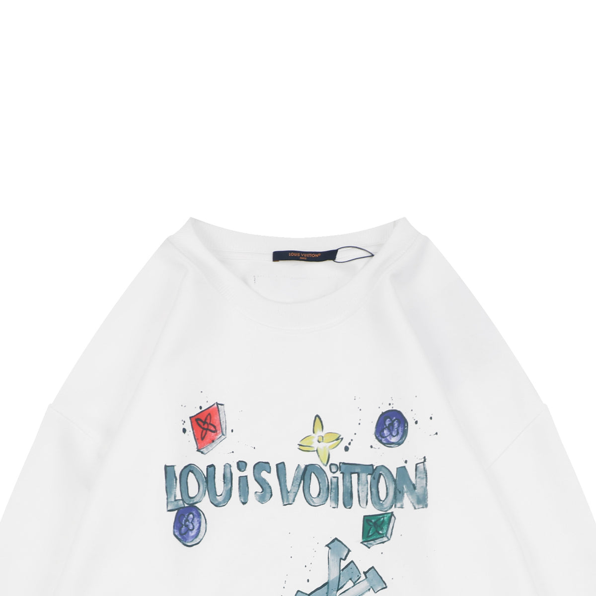 Louis Vuitton Watercolour Sketch Monogram Graphic Crewneck Sweatshirt - White