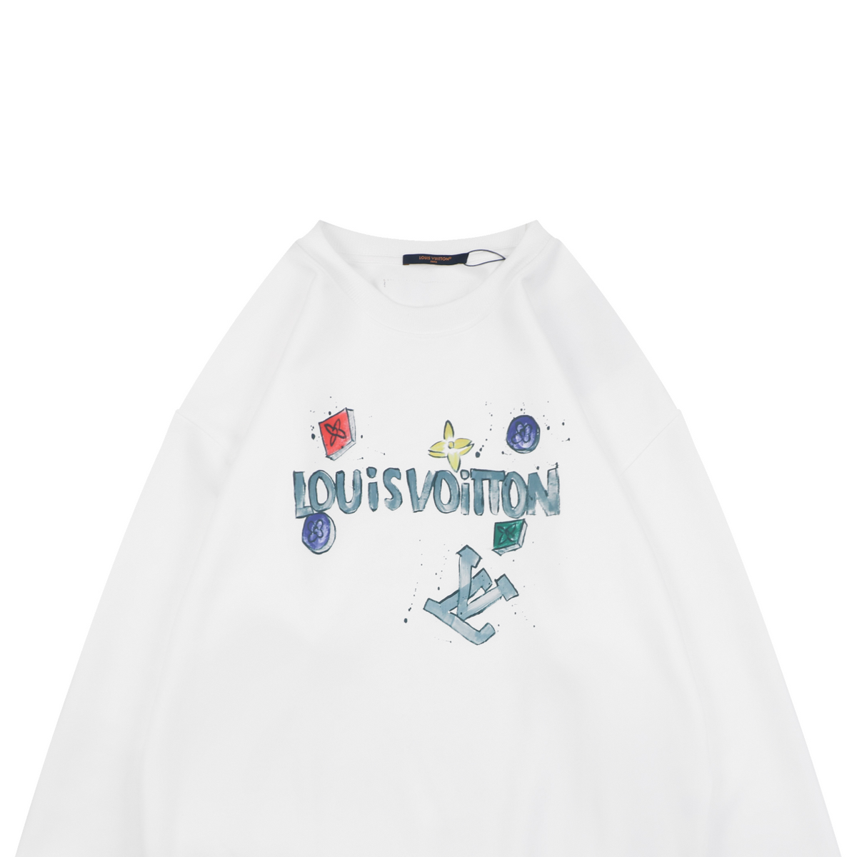 Louis Vuitton Watercolour Sketch Monogram Graphic Crewneck Sweatshirt - White