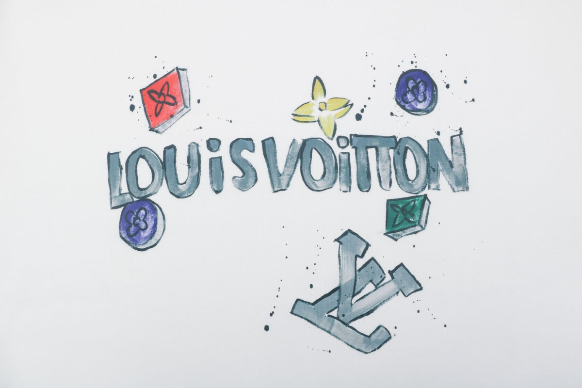 Louis Vuitton Watercolour Sketch Monogram Graphic Crewneck Sweatshirt - White