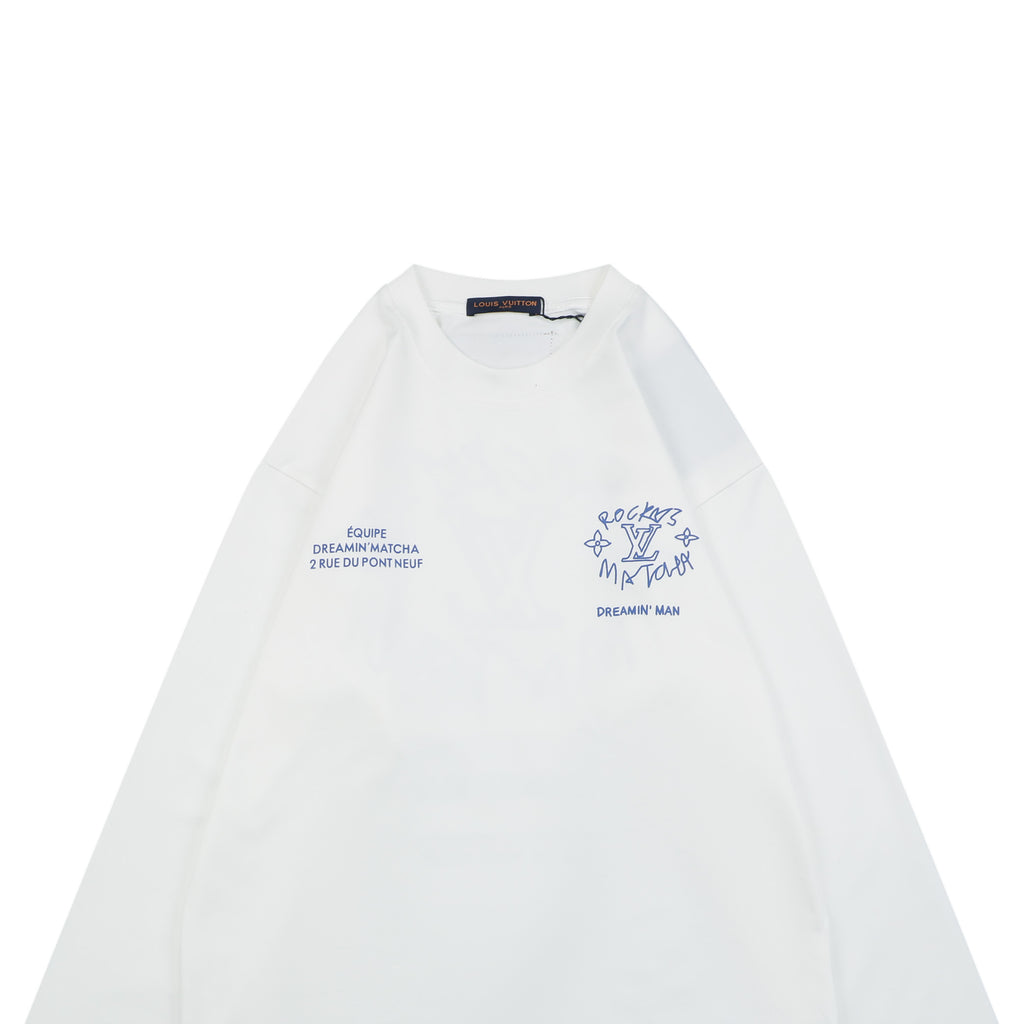 Louis Vuitton Rocky's Matcha Dreamin' Man Slogan Print Long-Sleeve T-Shirt - White