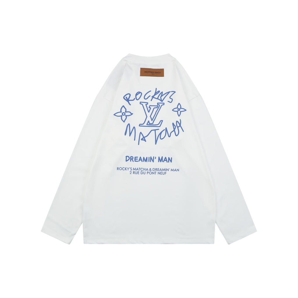 Louis Vuitton Rocky's Matcha Dreamin' Man Slogan Print Long-Sleeve T-Shirt - White