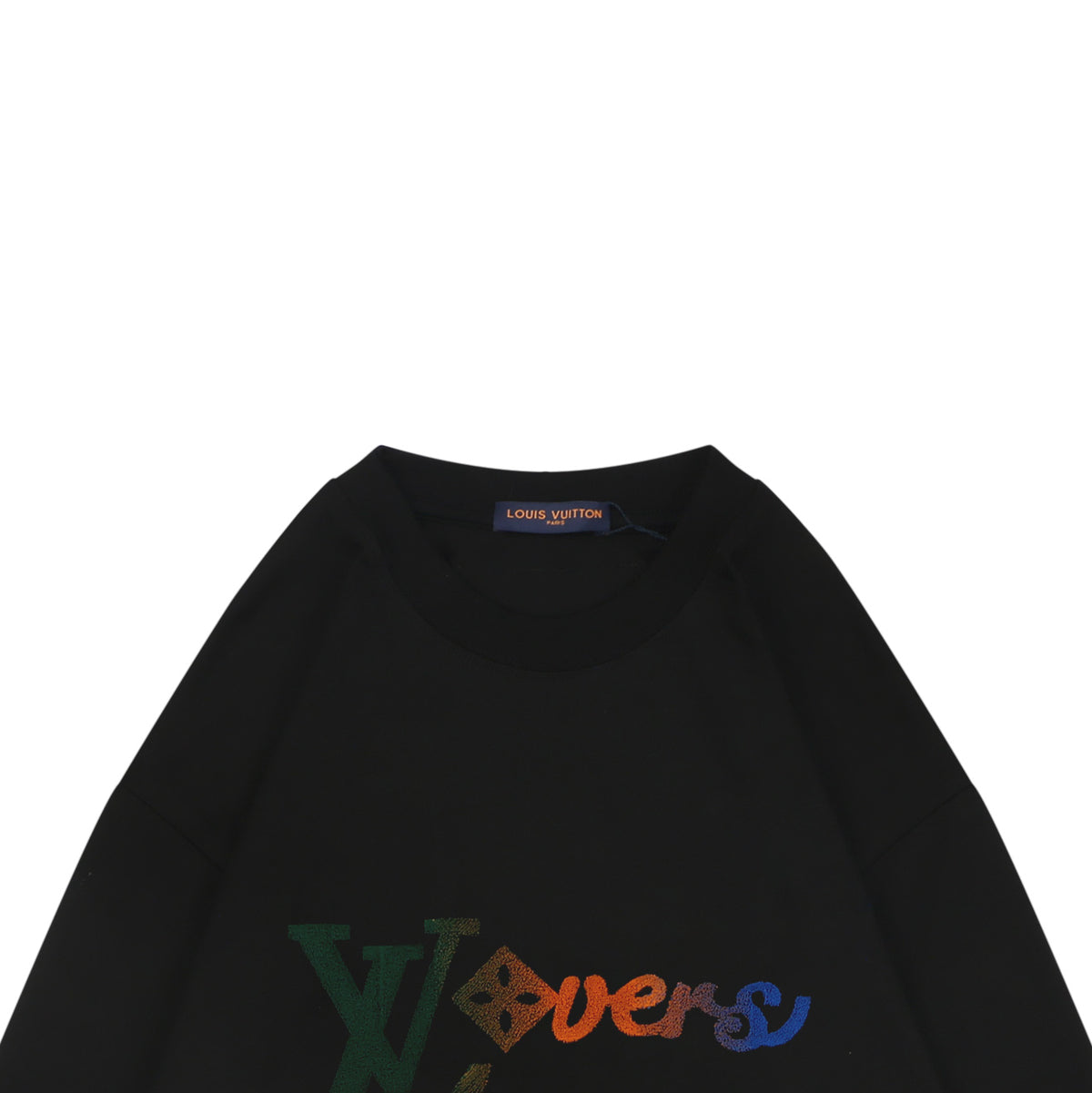 Louis Vuitton Gradient Monogram Signature Flocked Lettering Long-Sleeve T-Shirt - Black