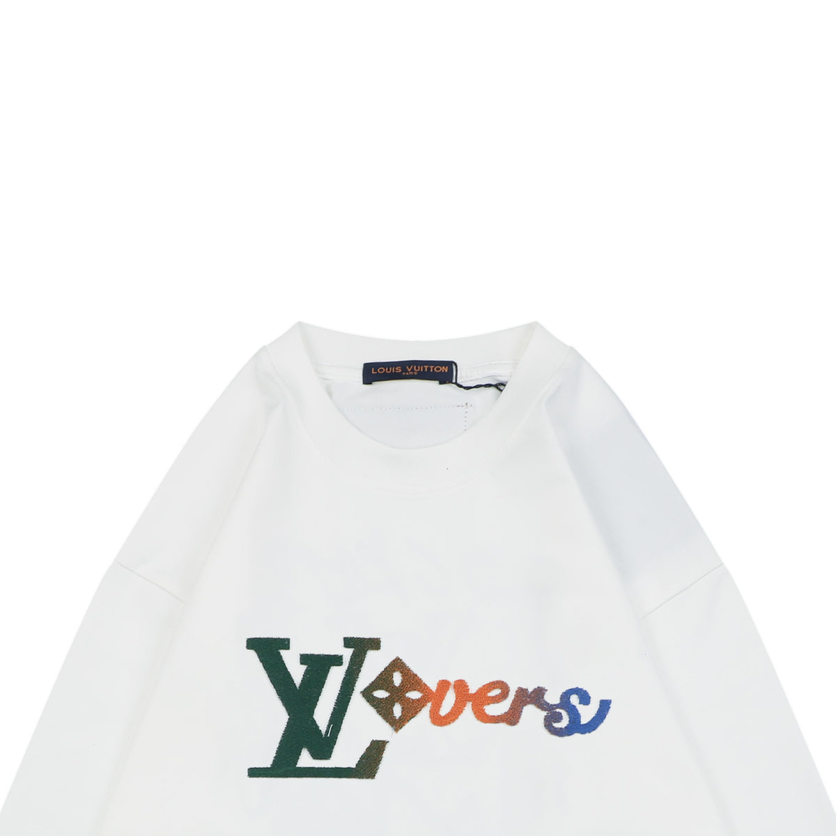 Louis Vuitton Gradient Monogram Signature Flocked Lettering Long-Sleeve T-Shirt - White