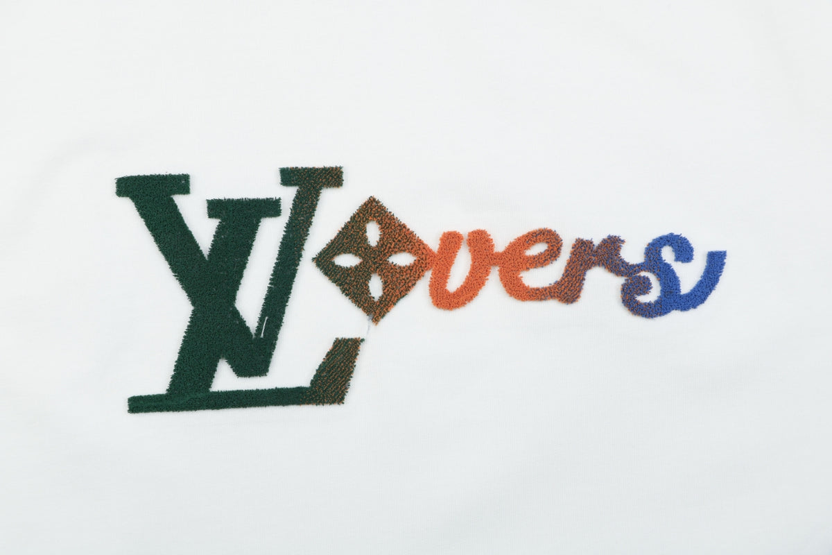 Louis Vuitton Gradient Monogram Signature Flocked Lettering Long-Sleeve T-Shirt - White