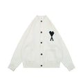 AMI Paris Ami de Cœur Heart Logo Crewneck Cardigan - Ivory