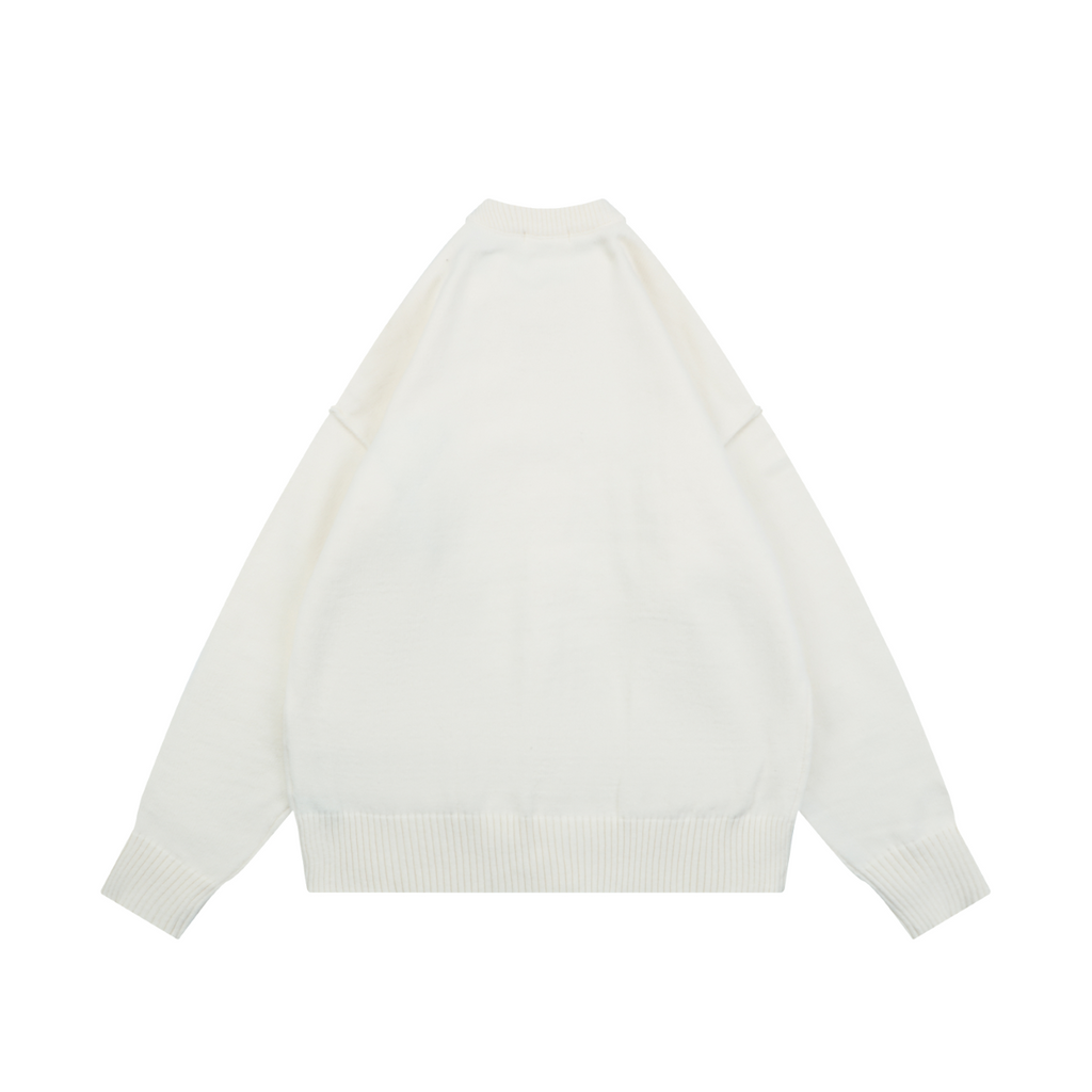 AMI Paris Ami de Cœur Heart Logo Crewneck Cardigan - Ivory