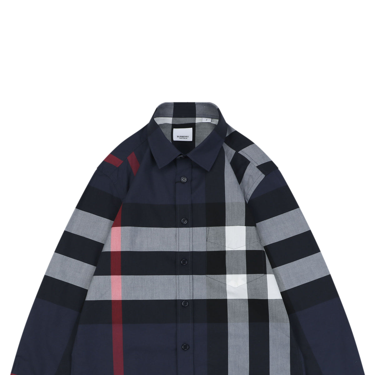 Burberry Exploded-Scale Vintage Check Long-Sleeve Shirt - Navy