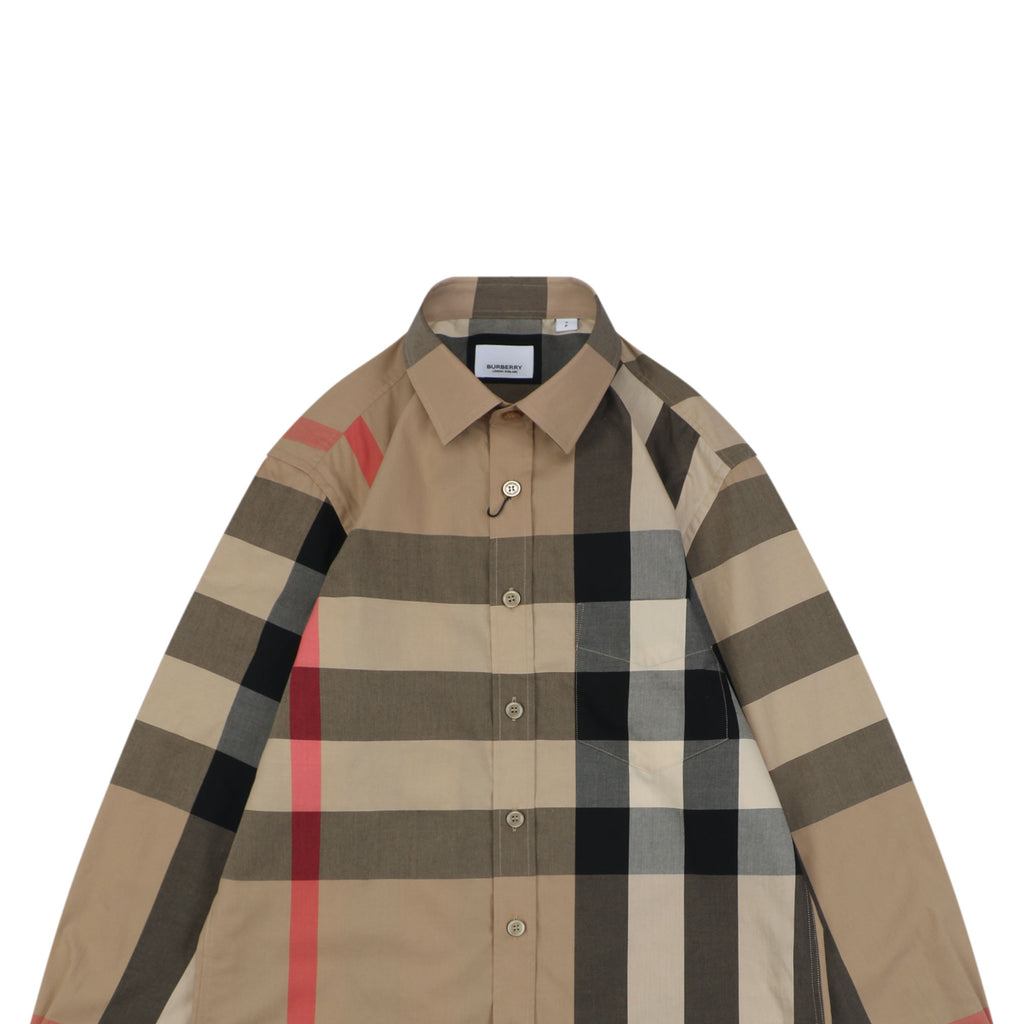 Burberry Exploded-Scale Vintage Check Long-Sleeve Shirt - Camel