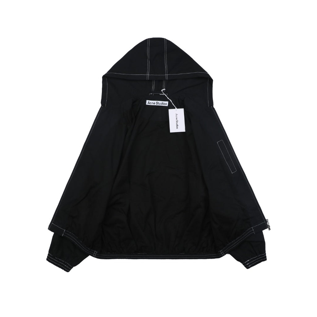 Acne Studios 1996 Contrast-Stitch Tonal Wordmark Hooded Zip Jacket - Black