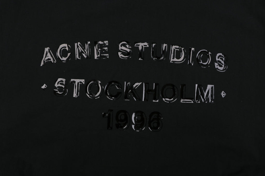 Acne Studios 1996 Contrast-Stitch Tonal Wordmark Hooded Zip Jacket - Black