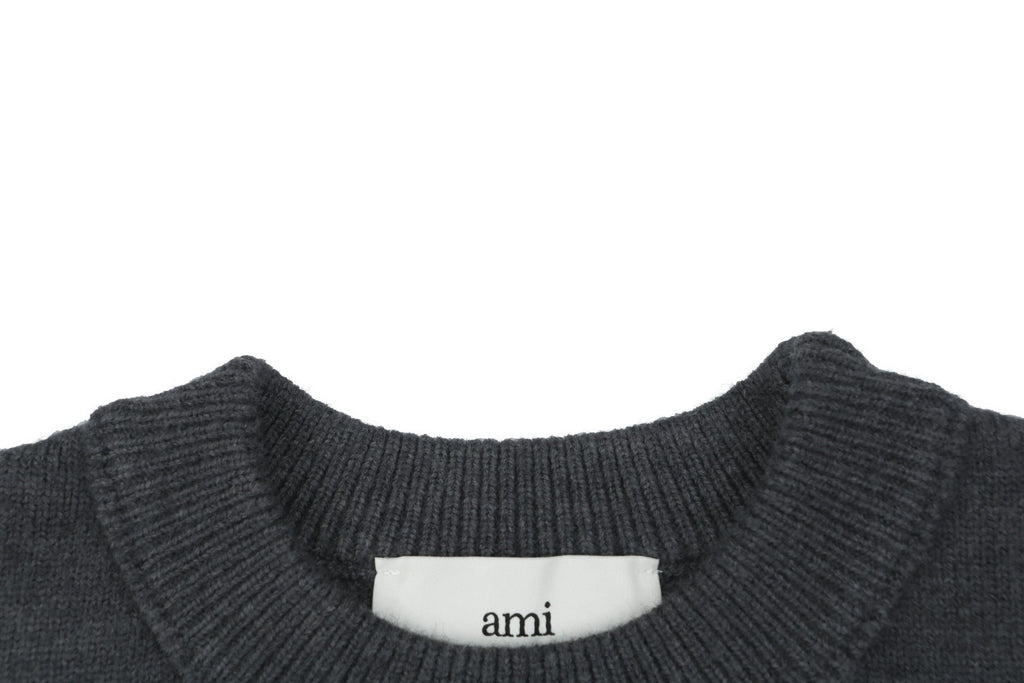 AMI Paris 25FW Ami de Cœur Tonal Heart Logo Crewneck Sweater - Dark Grey