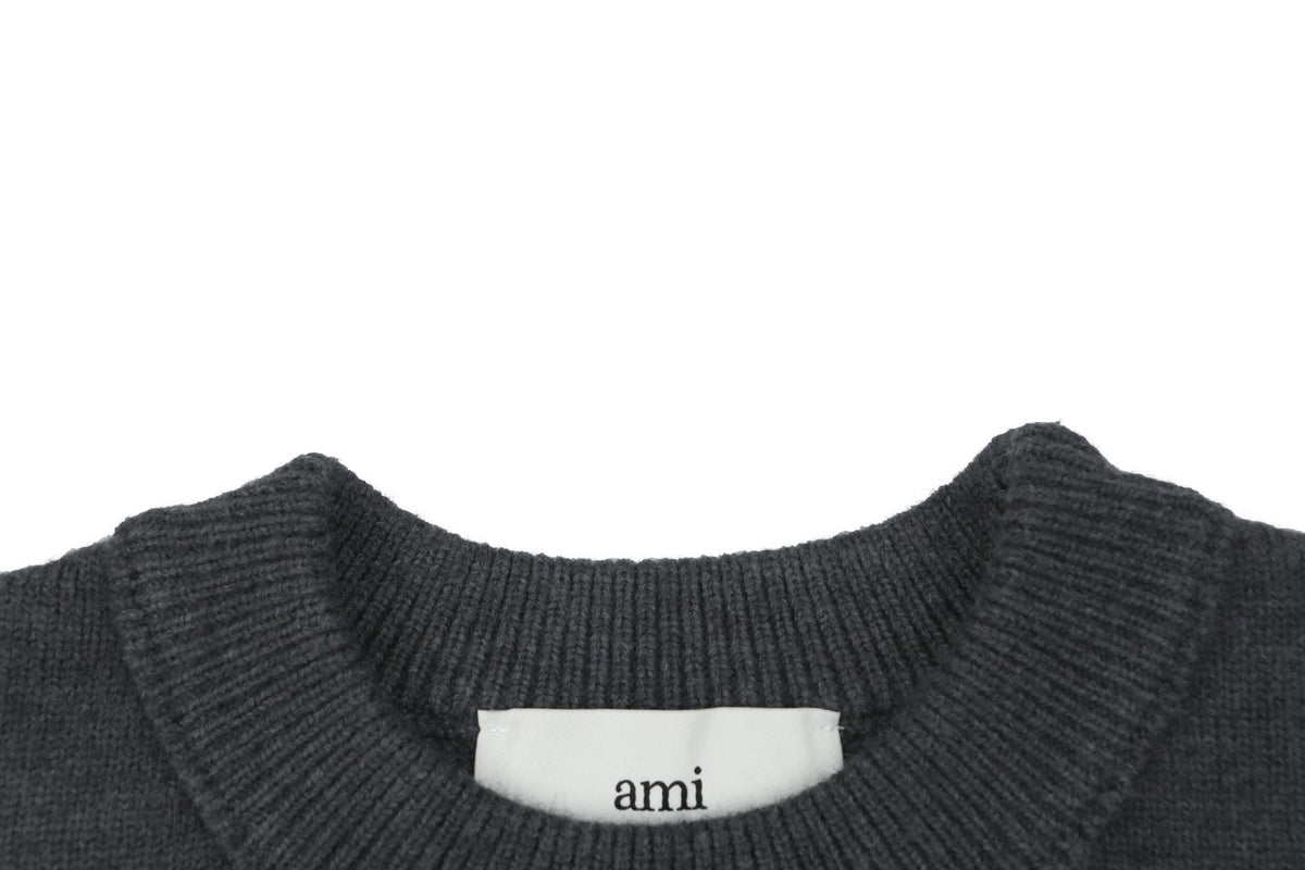 AMI Paris 25FW Ami de Cœur Tonal Heart Logo Crewneck Sweater - Dark Grey