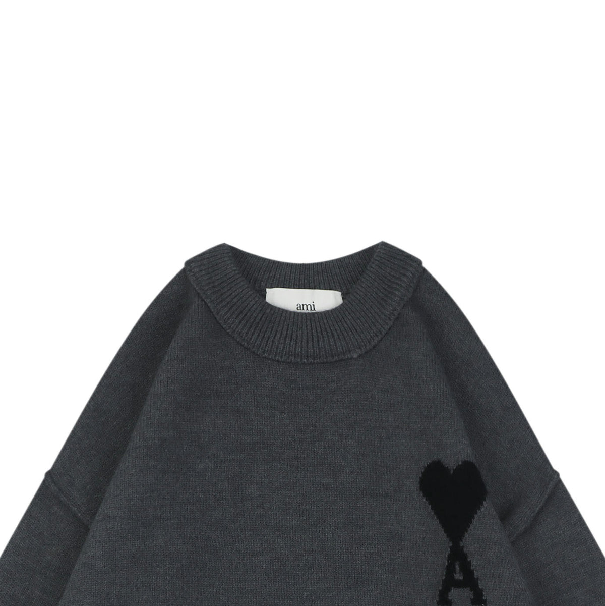 AMI Paris 25FW Ami de Cœur Tonal Heart Logo Crewneck Sweater - Dark Grey