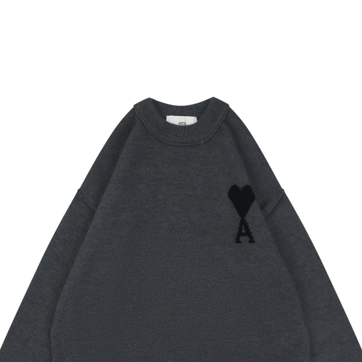 AMI Paris 25FW Ami de Cœur Tonal Heart Logo Crewneck Sweater - Dark Grey