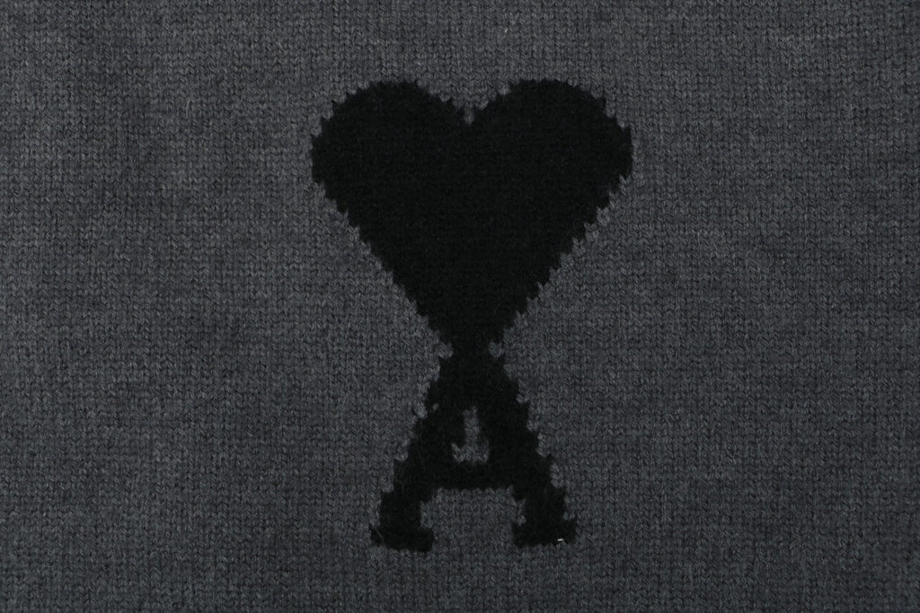 AMI Paris 25FW Ami de Cœur Tonal Heart Logo Crewneck Sweater - Dark Grey