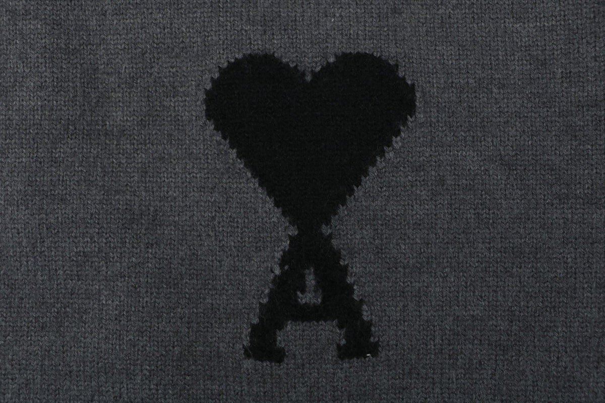 AMI Paris 25FW Ami de Cœur Tonal Heart Logo Crewneck Sweater - Dark Grey