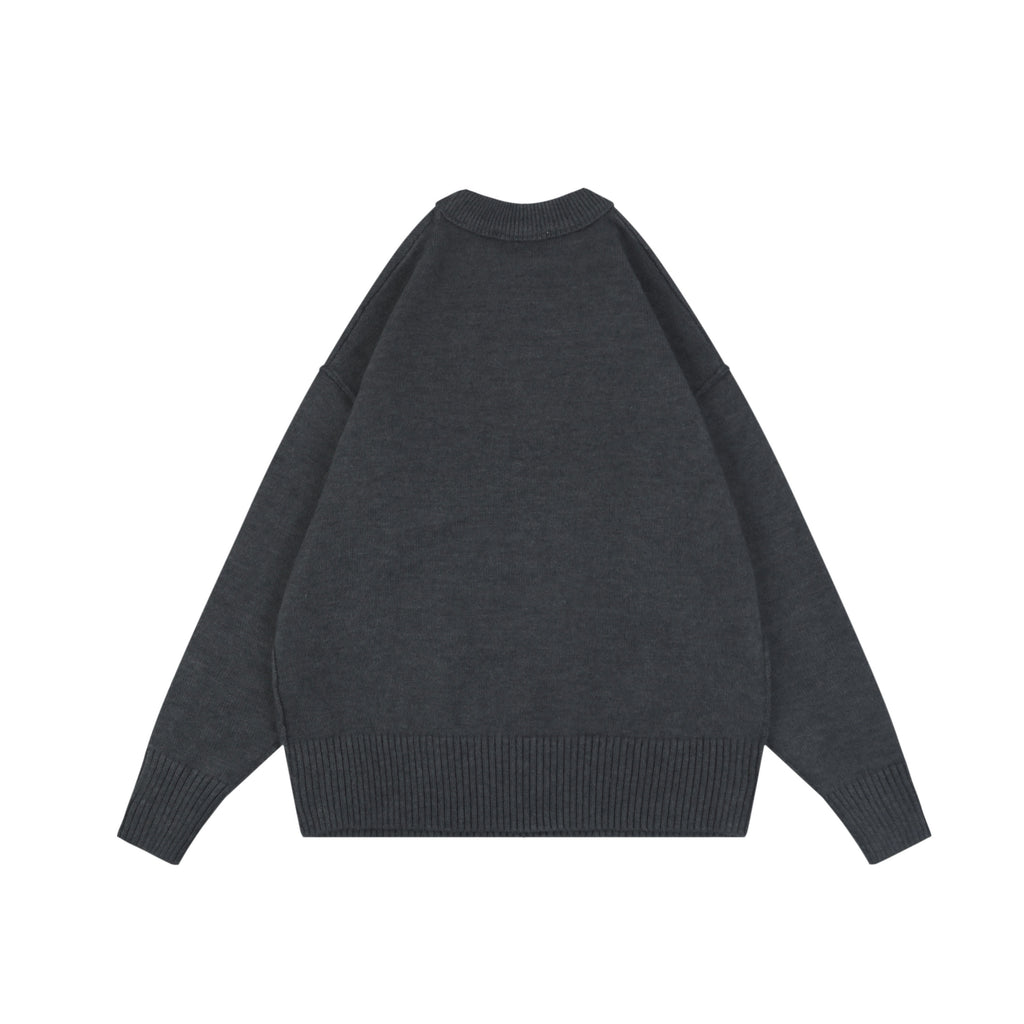 AMI Paris 25FW Ami de Cœur Tonal Heart Logo Crewneck Sweater - Dark Grey