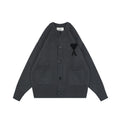 AMI Paris 25FW Ami de Cœur Tonal Heart Logo Crewneck Cardigan - Dark Grey